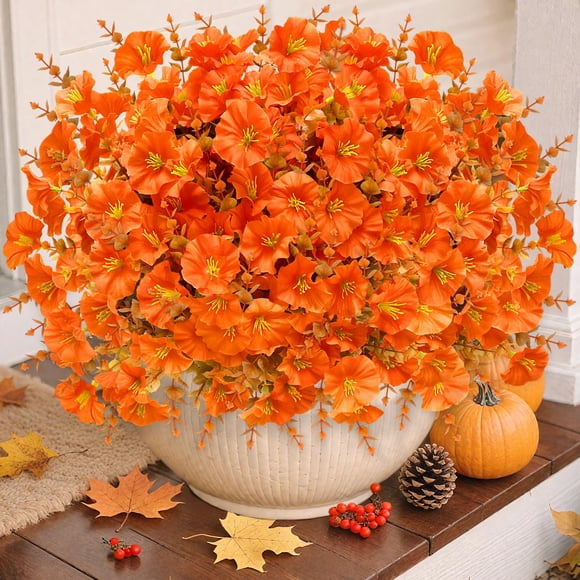 Flores Artificiales TURNMEON Crisantemos Decoración de Acción de Gracias 12 Ramilletes