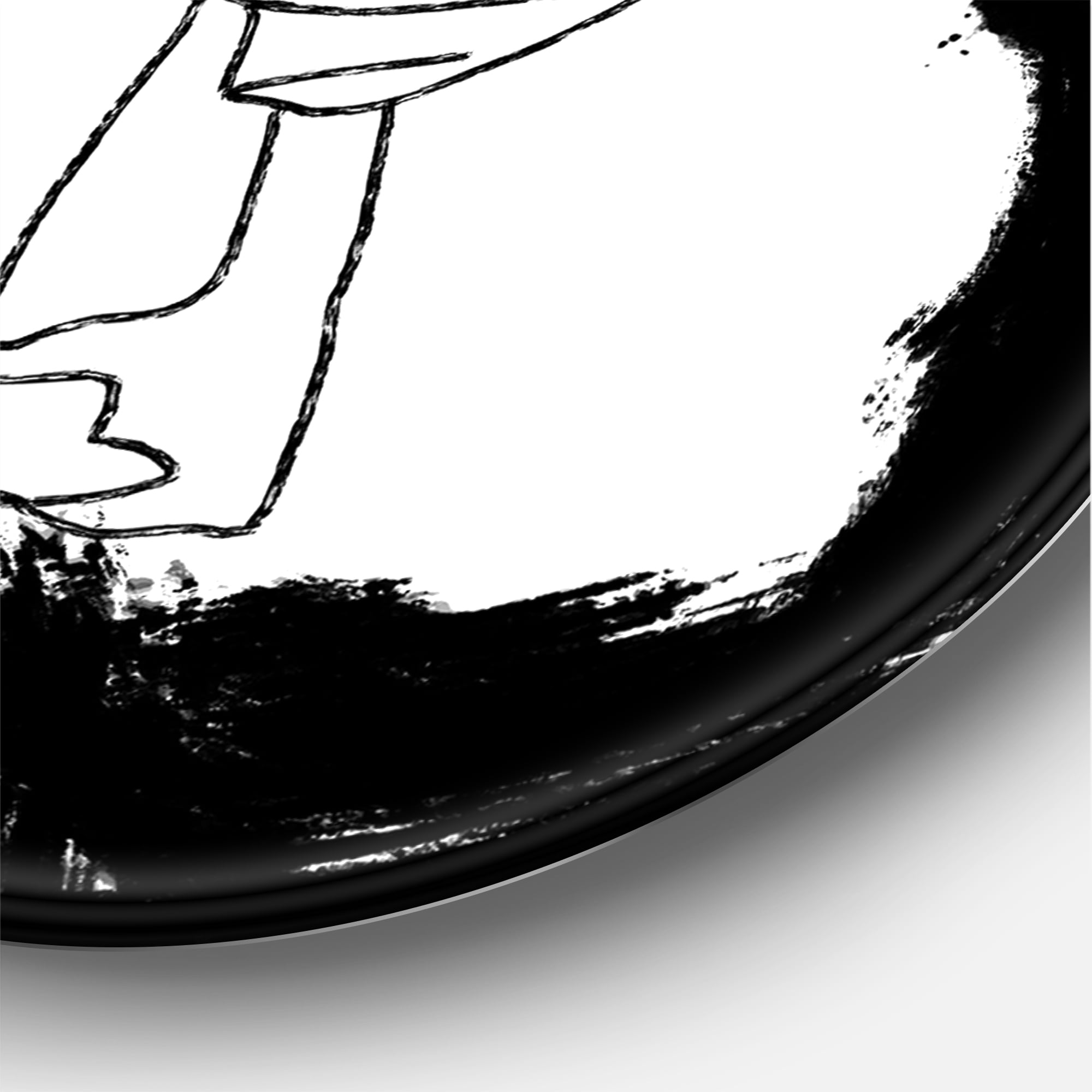 Designart 'Beautiful Black and White Model Haute Couture Fashion Woman I' Modern Circle Metal Wall Art 23x23 - Disc of 23
