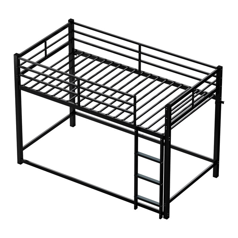Twin Over Twin Metal Bunk Bed with Ladder, Full-Length Guardrails, Under-Bed Storage Space, Sturdy Steel Frame, Noise-Reducing Design, No Box Spring Needed