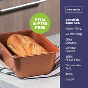 Gotham Steel Non Stick Ceramic Bakeware Set, 5 Piece Baking Set, Baking Pans Set with Round & Square Baking Pan, Muffin Pan, Loaf Pan & Baking Sheet, Oven/Dishwasher Safe