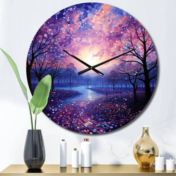 Designart "Transcendent Twilight Sky Photo wall art" Landscapes Oversized Wall Clock