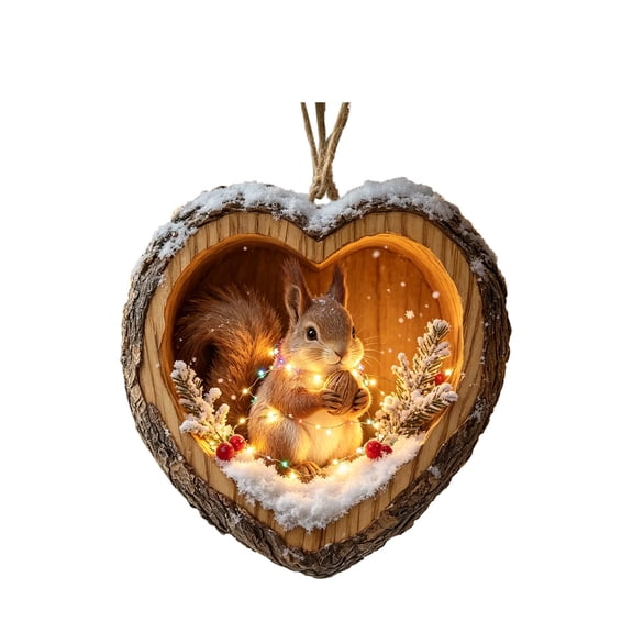 XIA0LE Forest Animal Christmas Ornaments With Led Lights 3d Acrylic Christmas Ornaments Lighted Up Forest Squirrel Ornaments Suitable For Holiday And Christmas Tree Decoration