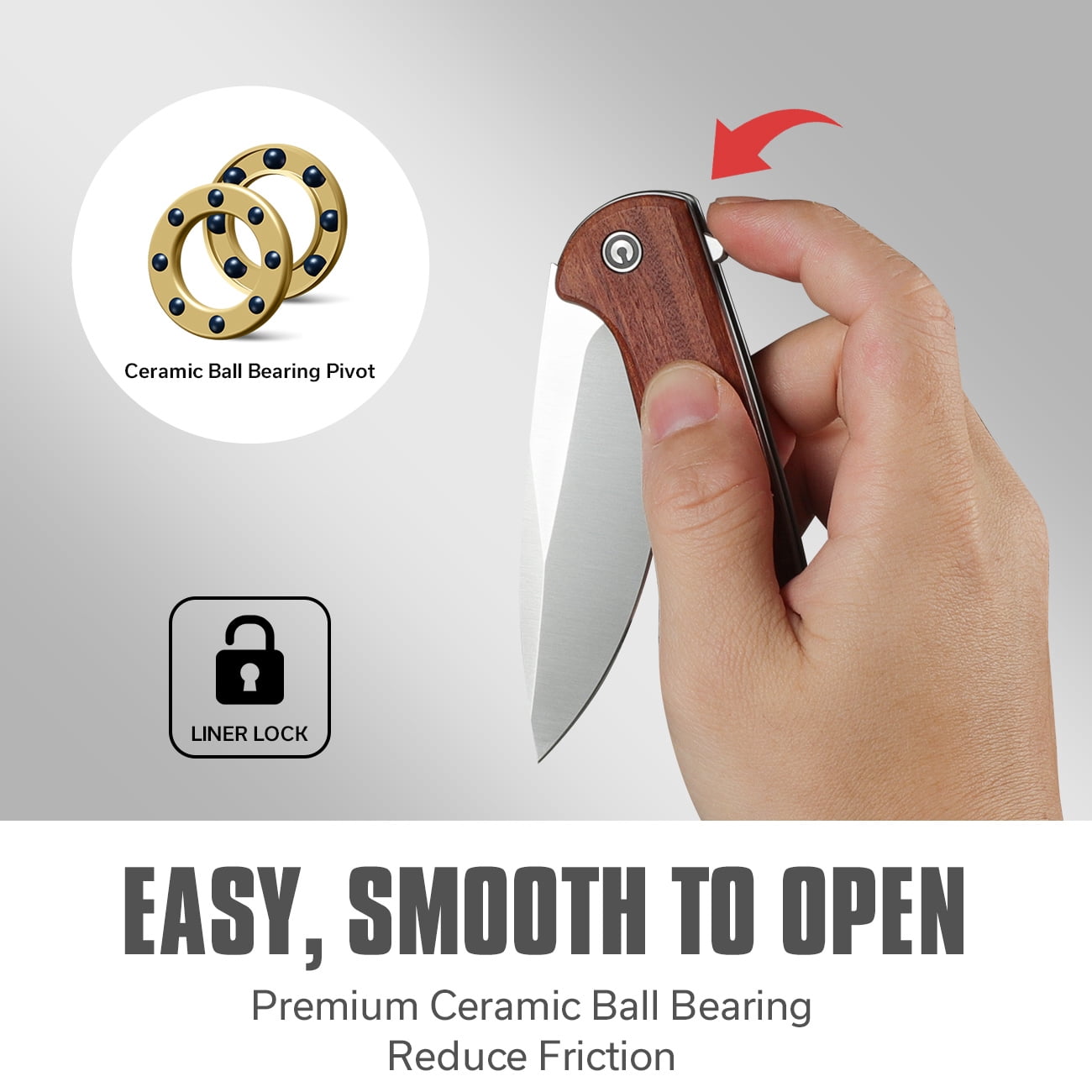 Civivi Knives Primitrox Liner Lock Guibourtia Wood Nitro-V Stainless Pocket Knife C23005A-3