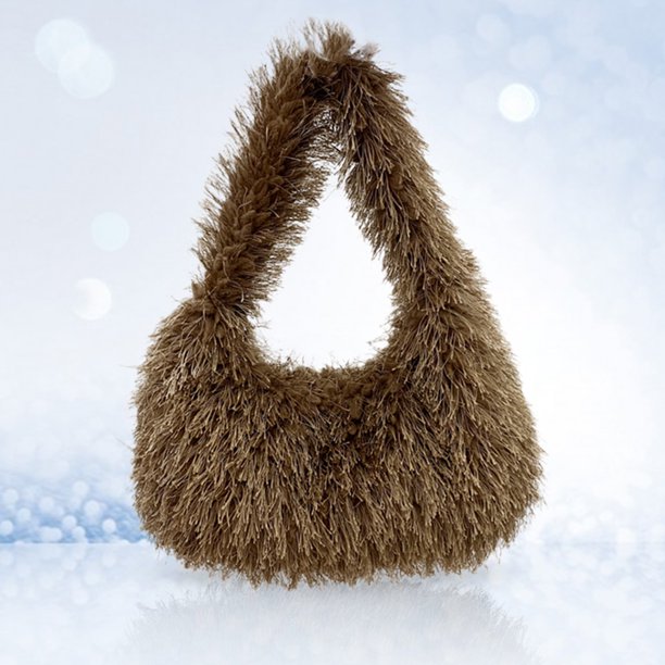 Bolso Hobo esponjoso para mujer, Bolso de muñeca suaves y esponjosos, Bolso diario de invierno para niñas Y2K de piel sintética