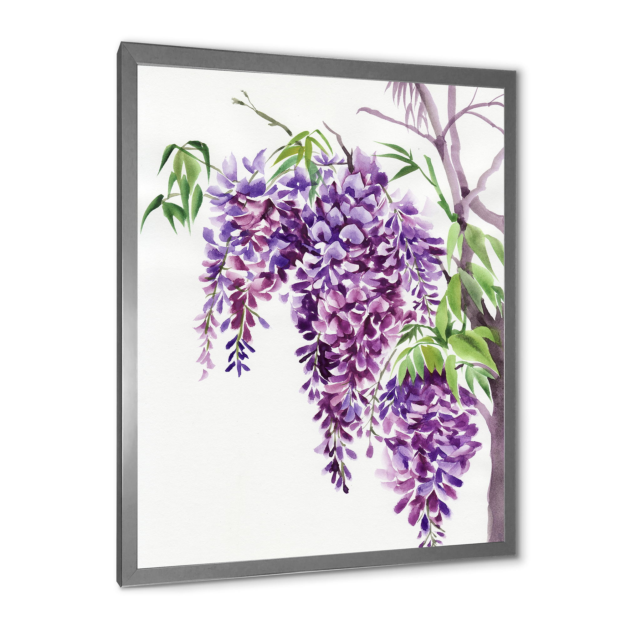 Designart 'Wisteria Purple Branches' Traditional Framed Art Print