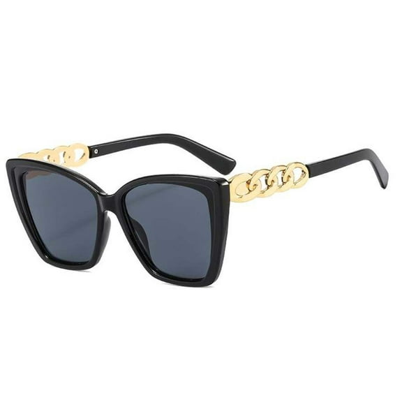 Black Goldtone Chain Link Fashion Sunglasses