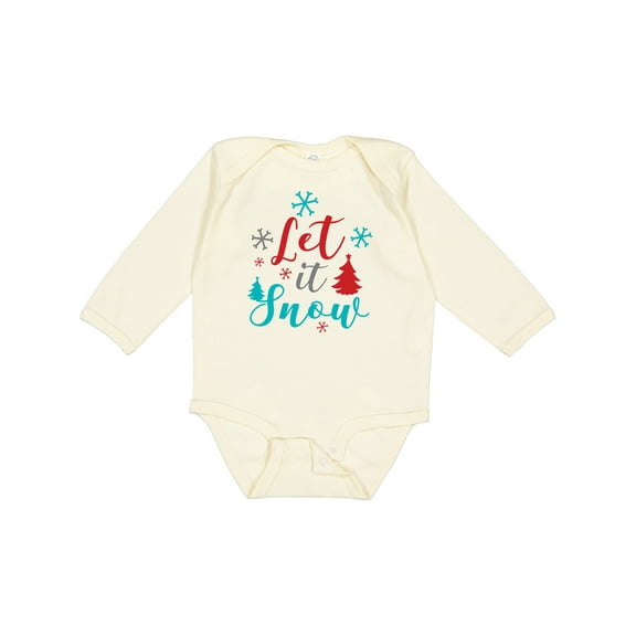 Inktastic Let It Snow, Snowflakes, Trees, Christmas, Xmas Boys or Girls Long Sleeve Baby Bodysuit