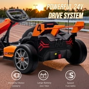 Licensed McLaren Go Kart for Kids Ages 6+, 24V Electric Drift Kart Car Ride on Toys for Big Kids, Crazy Go Cart with Dual 200W Motors, Adjustable Seat, 7.5MPH, LED Lights