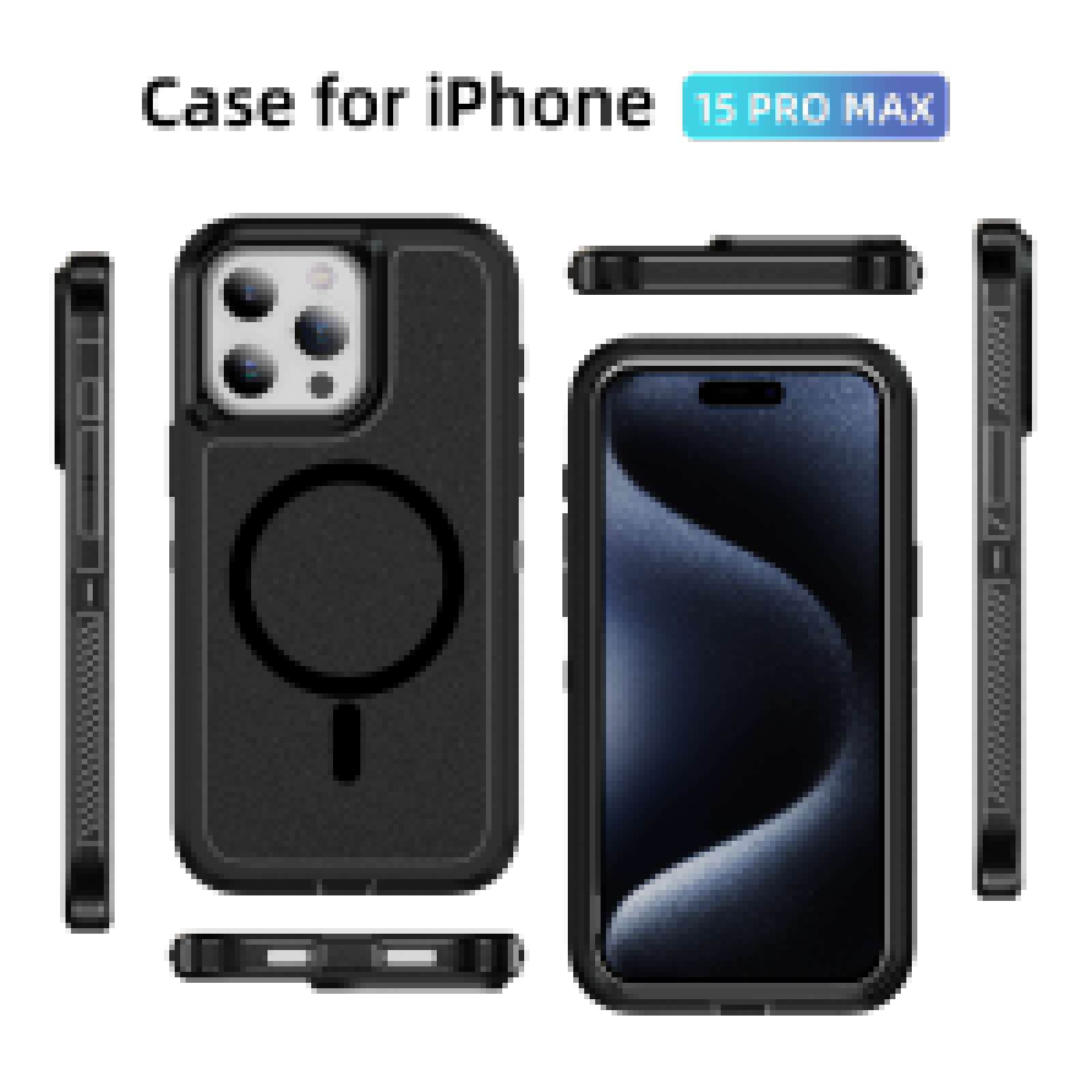 thumbnail image 2 of iPhone 16 Pro Max Phone Case, Phone case iPhone 16 Pro Max Magnetic Case [Compatible with MagSafe] Tough Rugged Matte Slim Shockproof Anti-Fingerprint Anti-Scratch Cover, Black, 2 of 8