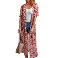 thumbnail image 4 of POGLIP Women's Pink Animal Print Maxi Kimono, 4 of 5