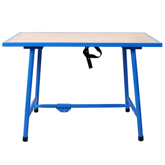 Heavy Duty Foldable Work Bench in Blue 660 Lbs Load Capacity Ideal for Workshop Garage Assembly Tasks