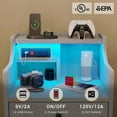 thumbnail image 4 of Night Stand with Charging Station and LED Ligts,LED Nightstand with 3 Drawers and Hutch,Bedside Table with Shelves,Grey, 4 of 8