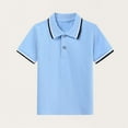 thumbnail image 5 of Girls Blue 100% Cotton Polo Shirt, Short Sleeve Classic Collared Shirt for 4-12 Years Old Girls, Machine Washable Casual School Play Everyday Top,Size 9 T, 5 of 5
