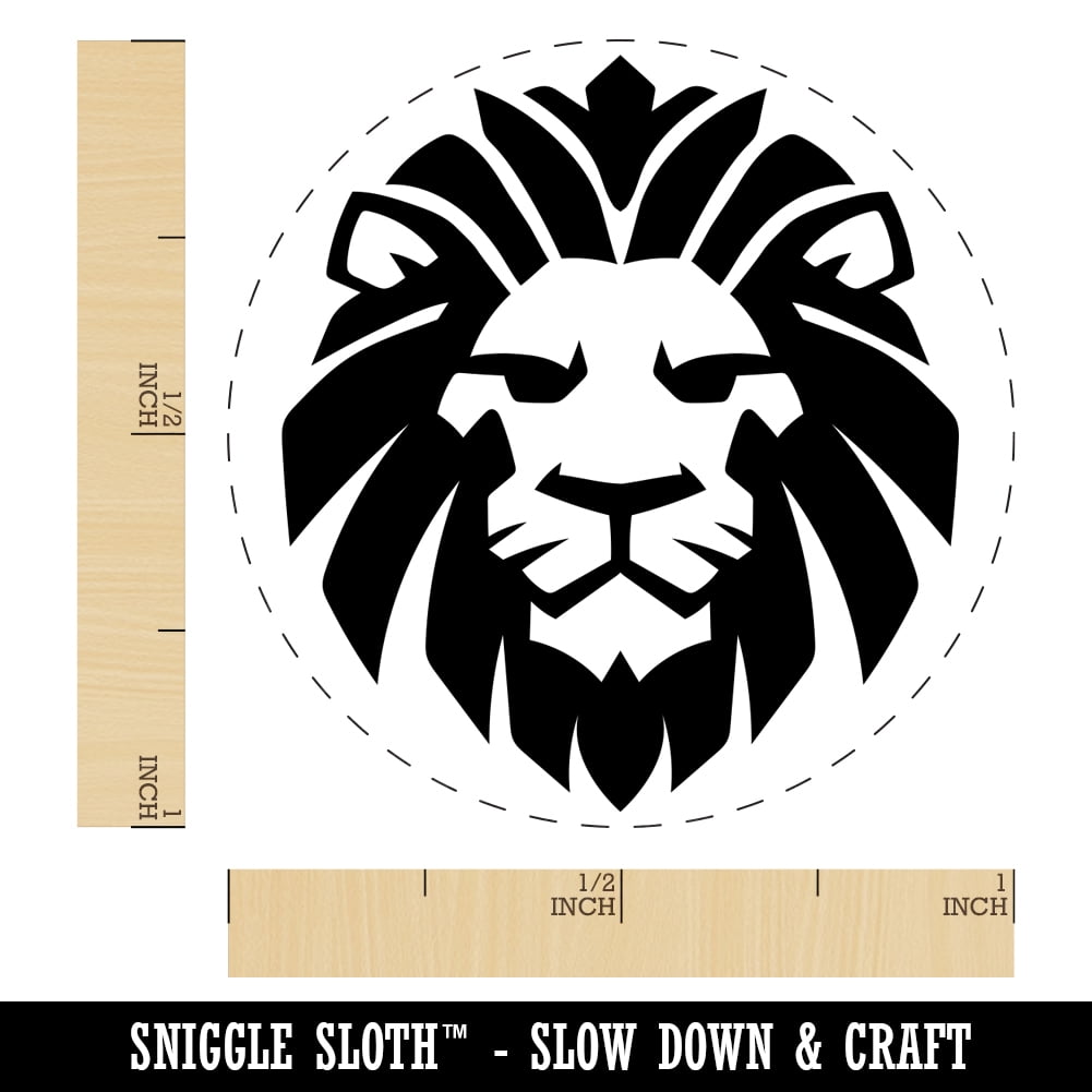Regal Lion Head Self-Inking Rubber Stamp Ink Stamper - Blue Ink - Medium 1 Inch