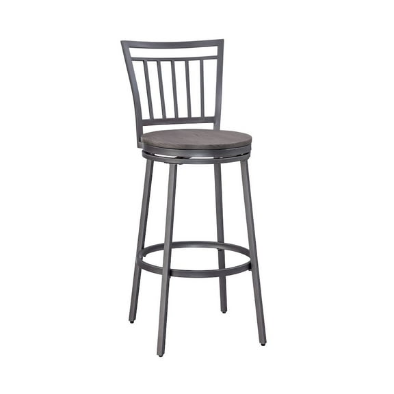 American Woodcrafters Talia Gray Metal Swivel 25-inch Seat Height Bar Stool
