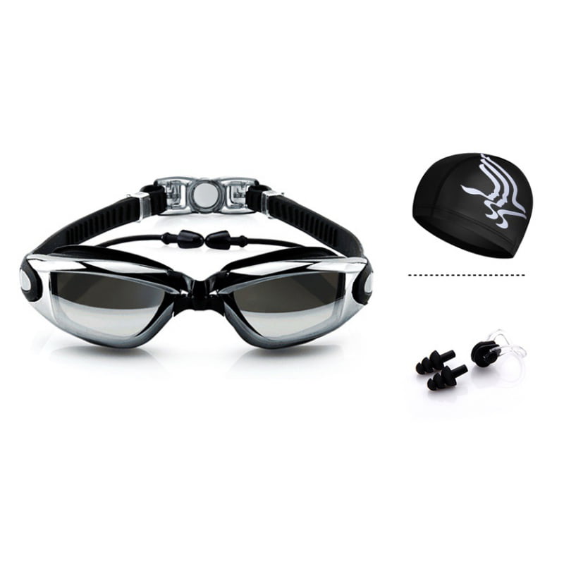 Swimming Goggles Kit Unisex Eyewear Glasses Anti-fog UV Earplug Nasal cPL 