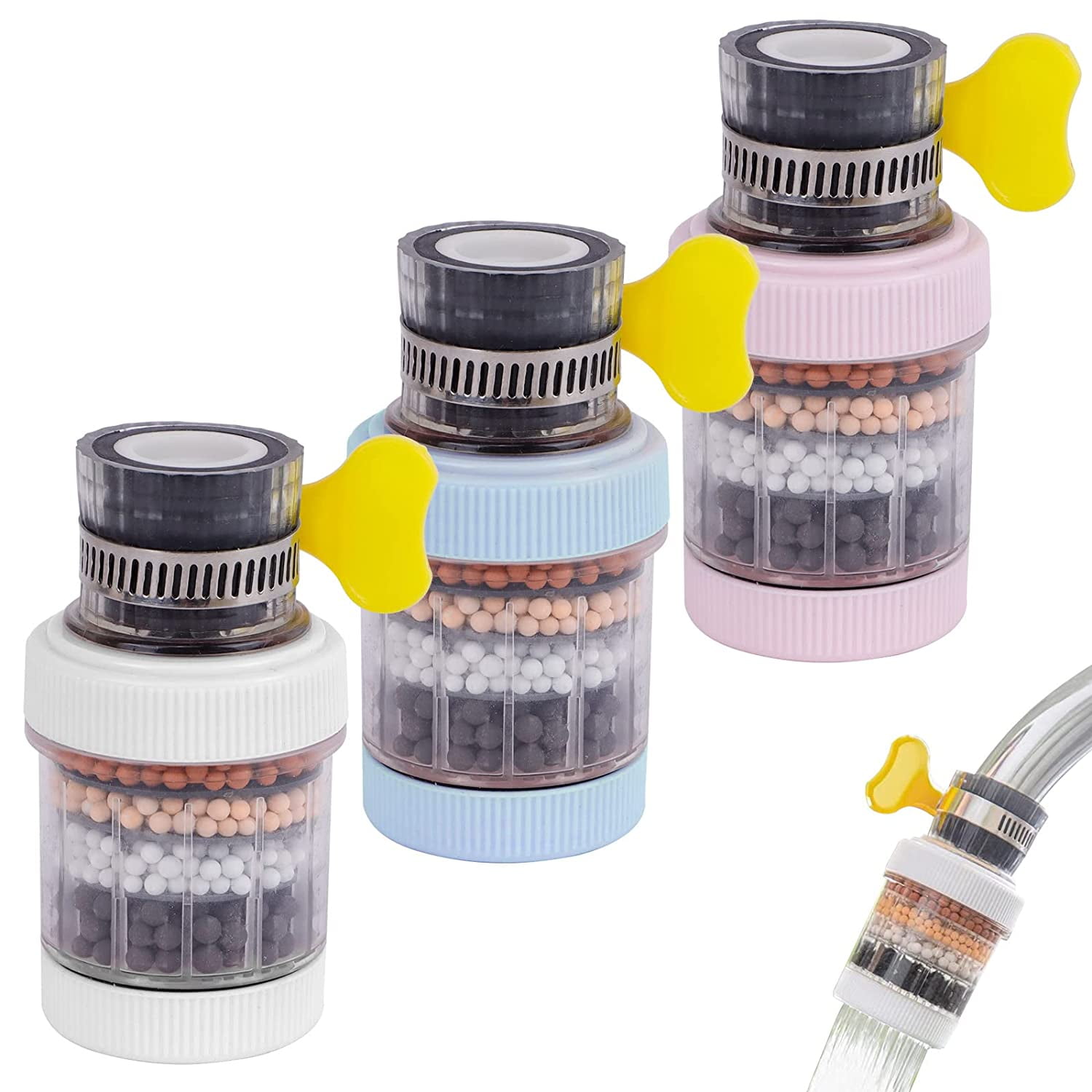 3 Pack Water Filter for Sink, Universal Interface Activated Carbon