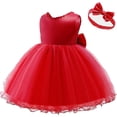 thumbnail image 2 of PEACNNG Baby Backless Pageant Dress Toddler Girls Gown Flower Dresses with Headwear new girls dress bowknot children's princess dress 80/refer to 2-3 years old, 2 of 5