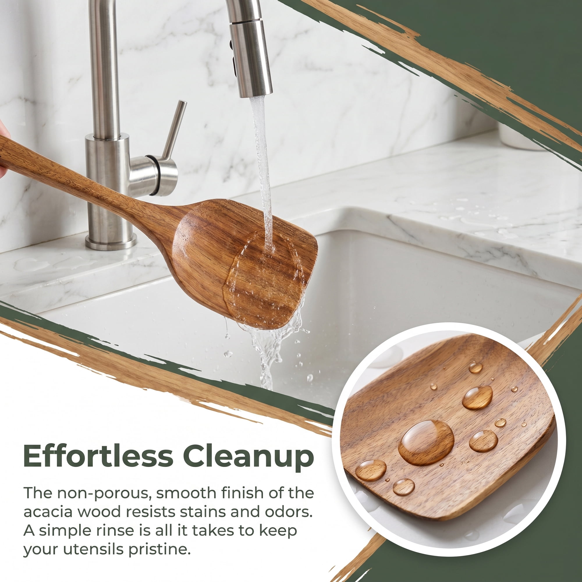 Unique Bargains 7 Pcs Useful Wood Kitchen Utensil Essential Gadgets Set Brown A