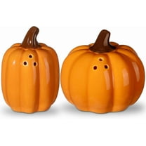 UniVerse2 Pcs Fall Pumpkin Shaped Salt and Pepper Shakers 3 Inch Ceramic Salt and Pepper Shakers Set for Holiday Home Indoor Kitchen Decorations (Orange)