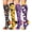 Orange Yellow Purple White, variant on 4 Pairs Halloween Compression Socks for Women & Men Circulation 15-20 mmHg - Better Blood Flow, Swelling , Best Support for Medical, Running, Nursing