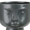 thumbnail image 2 of Benzara Ceramic Face Cachepot with Round Top, Large, Black, 2 of 2