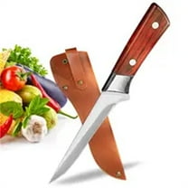 High Carbon Steel Boning Knife 6-inch Chef Knife Full Tang Wooden Handle with Leather Sheath Portable Fishing Fillet Knife