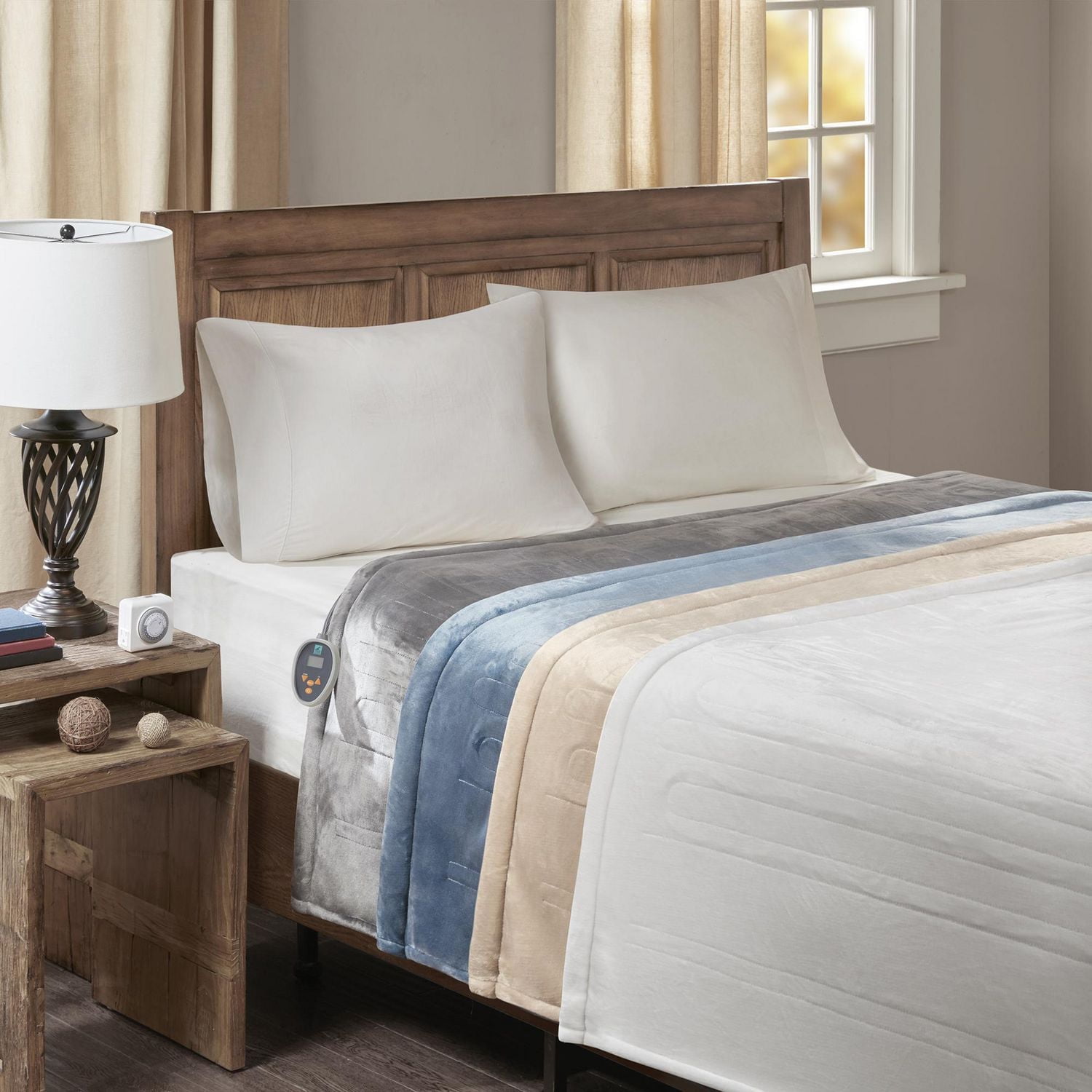 CC Couverture chauffante en peluche avec minuterie automatique