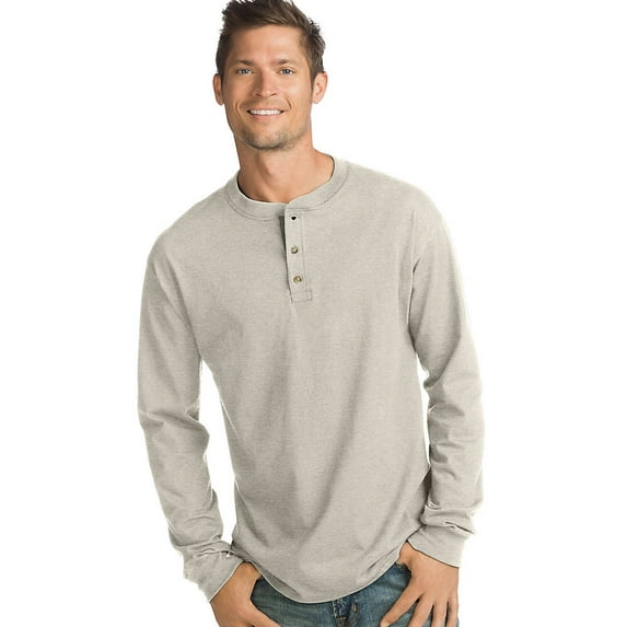Hanes Men's Beefy-T Long-Sleeve Henley - O5719