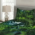 thumbnail image 2 of Ambesonne Plant Quilted Coverlet 3 Pcs, Green Untouched Nature, King Size, Forest Green, 2 of 4
