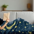 thumbnail image 3 of Saying Soft Flannel Fleece Throw Blanket, Stars and Typography of I Love You to the Moon and Back with Circles, Cozy Plush for Indoor and Outdoor Use, 50" x 70", Blue Yellow, by Ambesonne, 3 of 5