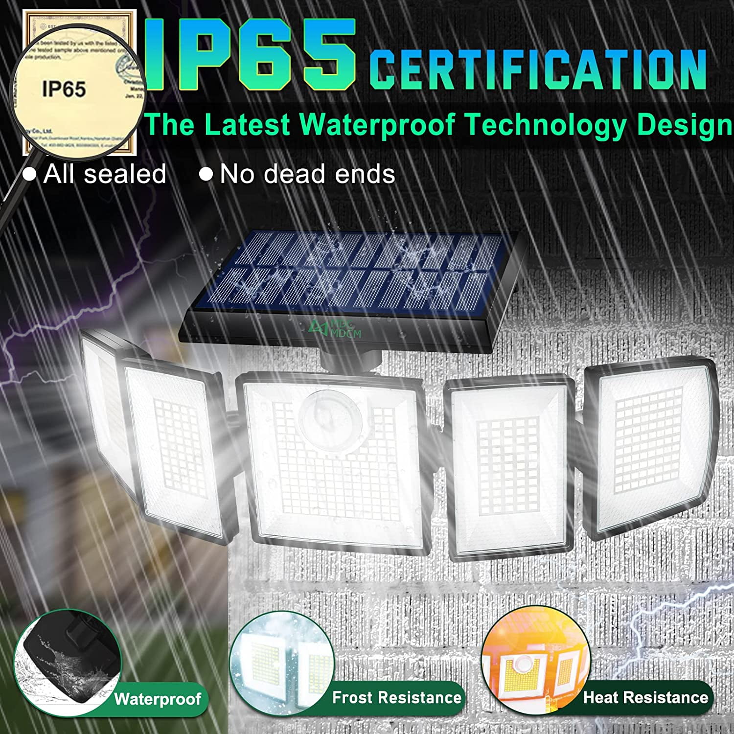 Solar Lights Outdoor Waterproof Motion Sensor - 416 LEDs 3000 Lumens Super Bright 3 Brightness 3 Modes 2400mAh 360° Illumination 32ft Solar Flood Security Light for Outside - 3 Pack
