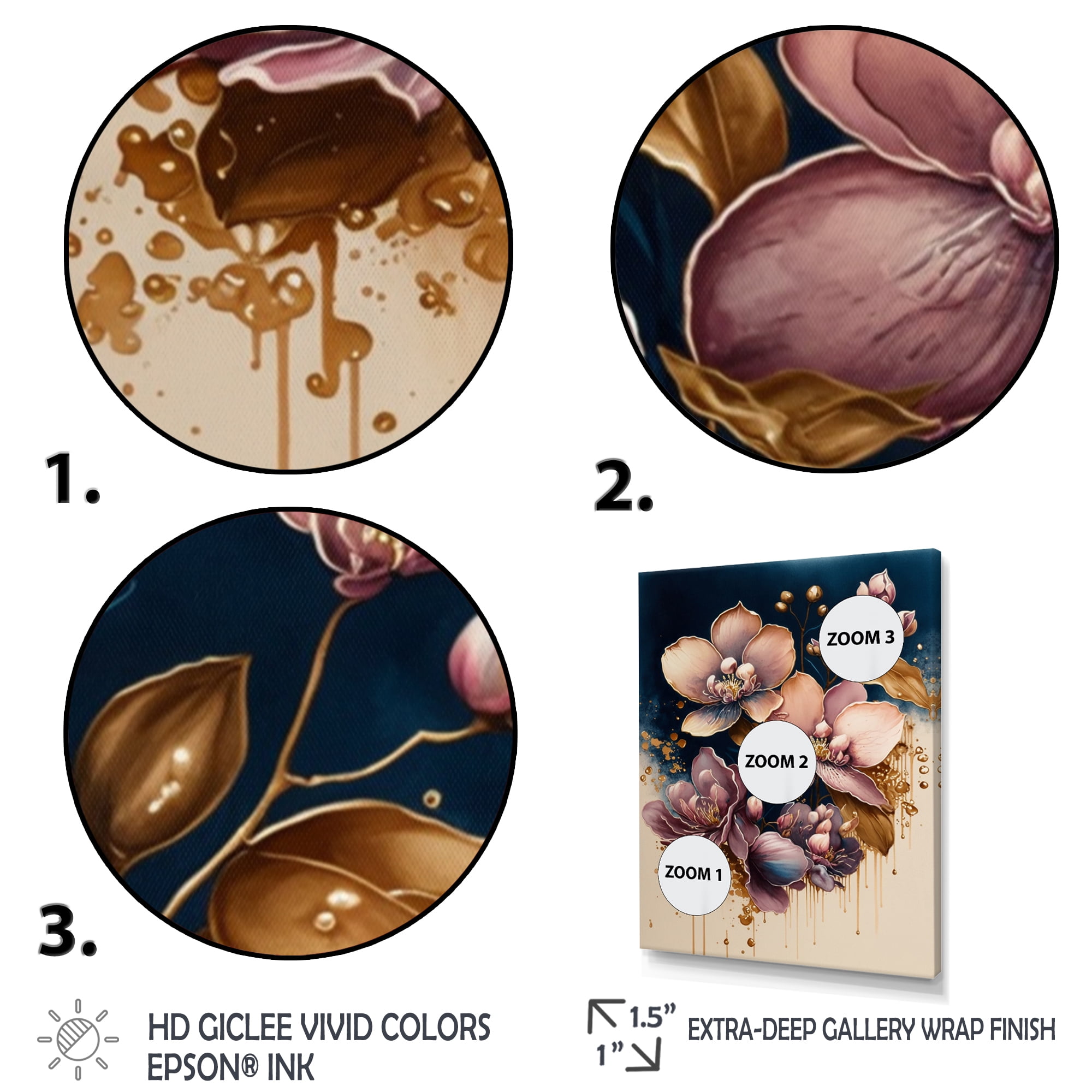 Designart Burgundy And Blue Orchid Bunch I Canvas Wall Art