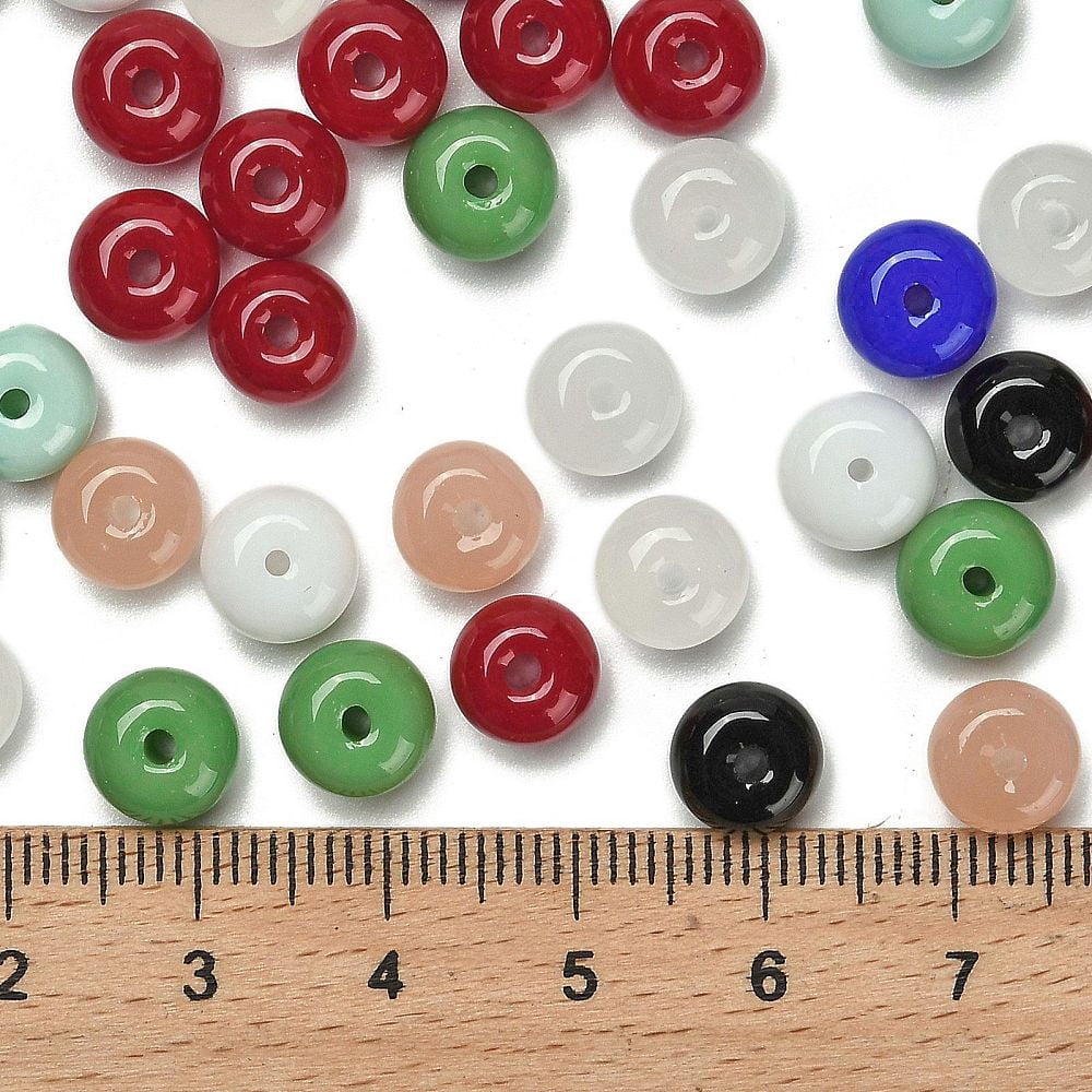 Opaque & Transparent Colours Glass Seed Beads Donut Mixed Color 8x5mm Hole: 1.6mm about 957pcs/pound