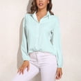 thumbnail image 3 of Light Cyan Long Sleeve Blouse Woman Streetwear Casual Shirts Summer Oversize Woman Streetwear Clothing Birthday Present, 3 of 7