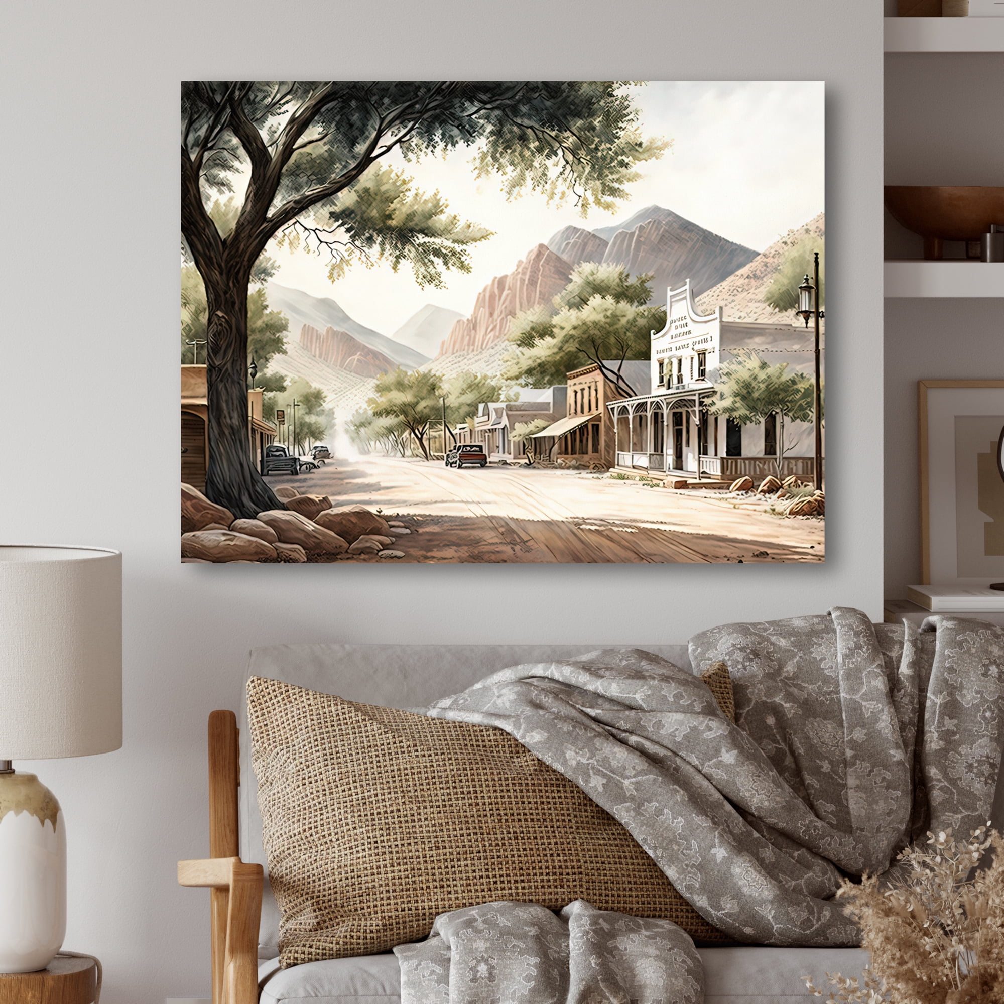 Designart Small Town Wild West I Canvas Wall Art