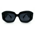 thumbnail image 6 of Womens Mod Thick Beveled Plastic Retro Glamorous Sunglasses All Black, 6 of 8