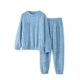 thumbnail image 5 of KyCheLot Fleece Pajama Sets for Women Winter Long Sleeve Round Collar Tops Cuffed Pants Comfy Thicken Warm Outfits, 5 of 6