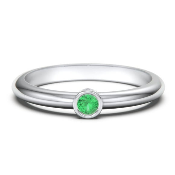 Classic Bezel Set Birthstone Ring - Emerald (May)