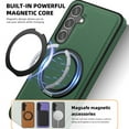 thumbnail image 2 of Allytechgroup Magnetic Case for Samsung Galaxy S24, Ring Holder Kickstand Hybrid Compatible with Magsafe & Car Mount Anti-Scratch Phone Case Cover for Women Men, Darkgreen, 2 of 6