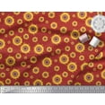 thumbnail image 3 of Soimoi Red Japan Crepe Satin Fabric Sunflower Floral Print Sewing Fabric Yard 42 Inch Wide, 3 of 3
