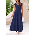 thumbnail image 4 of PRETTYGARDEN Women's Summer Flowy Maxi Dress Casual Cap Sleeve V Neck Smocked Beach Sundress, 4 of 8