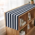 thumbnail image 6 of Navy Blue Grey Striped 108 Inch Table Runner, Farmhouse Stripes Minimalist Farmhouse Dresser Scarf Cotton & Linen Tablerunner for Dining/Kitchen Island/Holiday Party Décor 13" x 108", 6 of 9