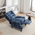 thumbnail image 5 of Upholstered Wingback Recliner Chair, Plaid Recliner Chair Armchair Adjustable Footrest Push Back Reclining Sofa, Mid Century Modern Lounge Armchair for Living Room, Bedroom, Reading -- Blue, 5 of 10