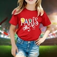 thumbnail image 2 of OJinShaWanO Barboteuse à Manches Courtes 2025 Thème France pour Enfants Mode Imprimé Manches Courtes Col Rond T-Shirt Rouge 8-9 Ans, 2 of 4