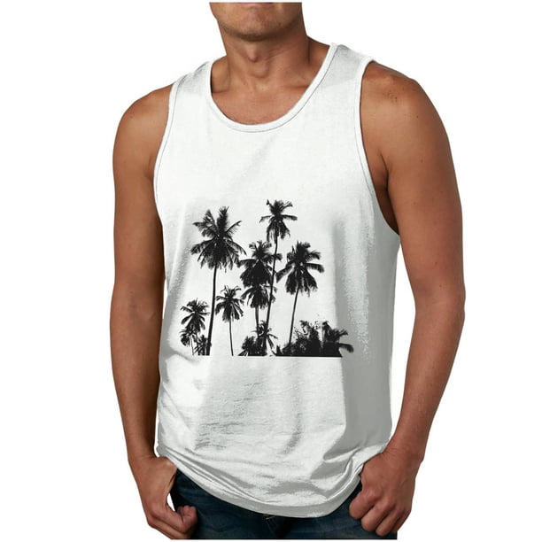 Camisetas de Tanque de los Hombres Tanque de los Hombres Incolor Gradiente de Impresión Cuello Redondo Correa Delgada Fuga Atrás Regular Casual Deportes Blusas de Tanque