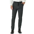 thumbnail image 1 of INSPIRE CHIC Men's Striped Slim Fit Contrast Color Drawstring Dress Pants 32 Black, 1 of 7