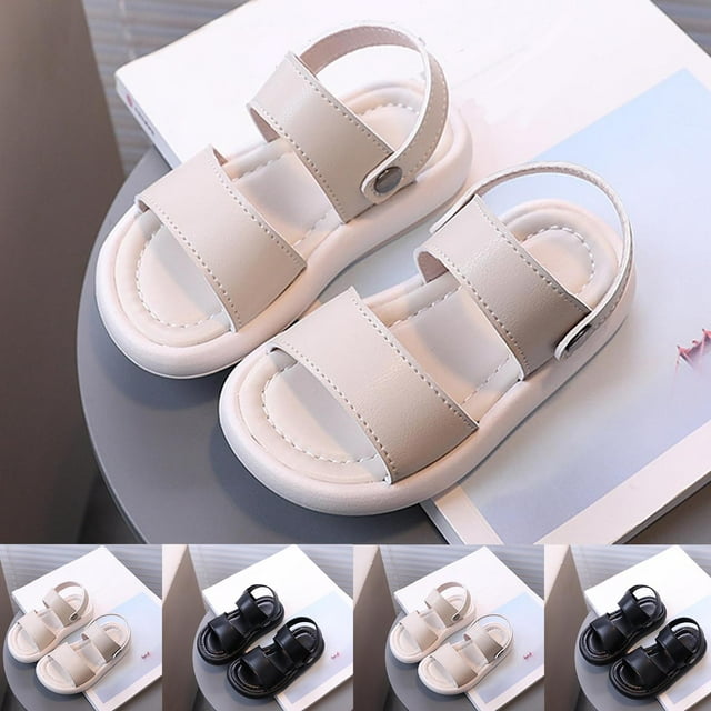 JDQJBZ Girl's Sandals Kids Solid Color Soft Sole Breathable Non Slip Summer Casual Shoes