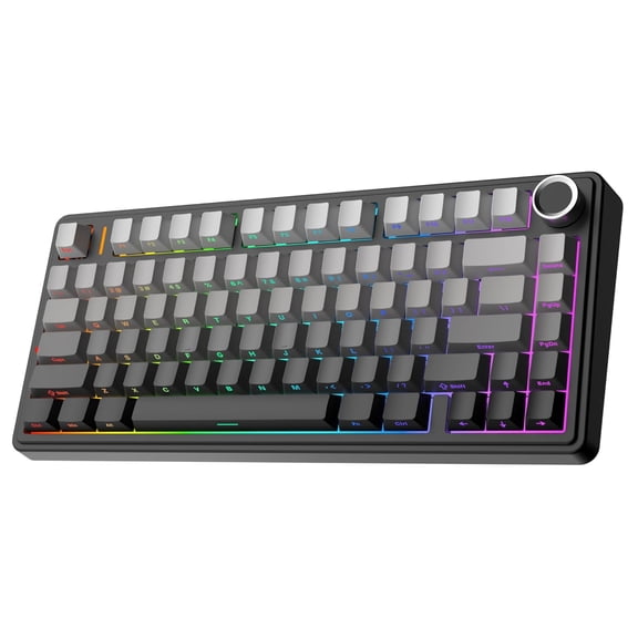 AULA F75 Pro 81-Key Wireless Mechanical Gaming Keyboard, RGB Illuminated, Tri-Mode, Hot-Swappable, Knob, Compact 75%, Anti-Ghosting, USB-A, Black