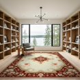 thumbnail image 2 of ODIKA 9'x12' Washable Area Rug Red Vintage Hallways Crimson Design Ornamental Floral Medallion with Vine Scrolls for Great Room, Indoor Concept, Large Living Low Pile, Flatwoven, 2 of 7